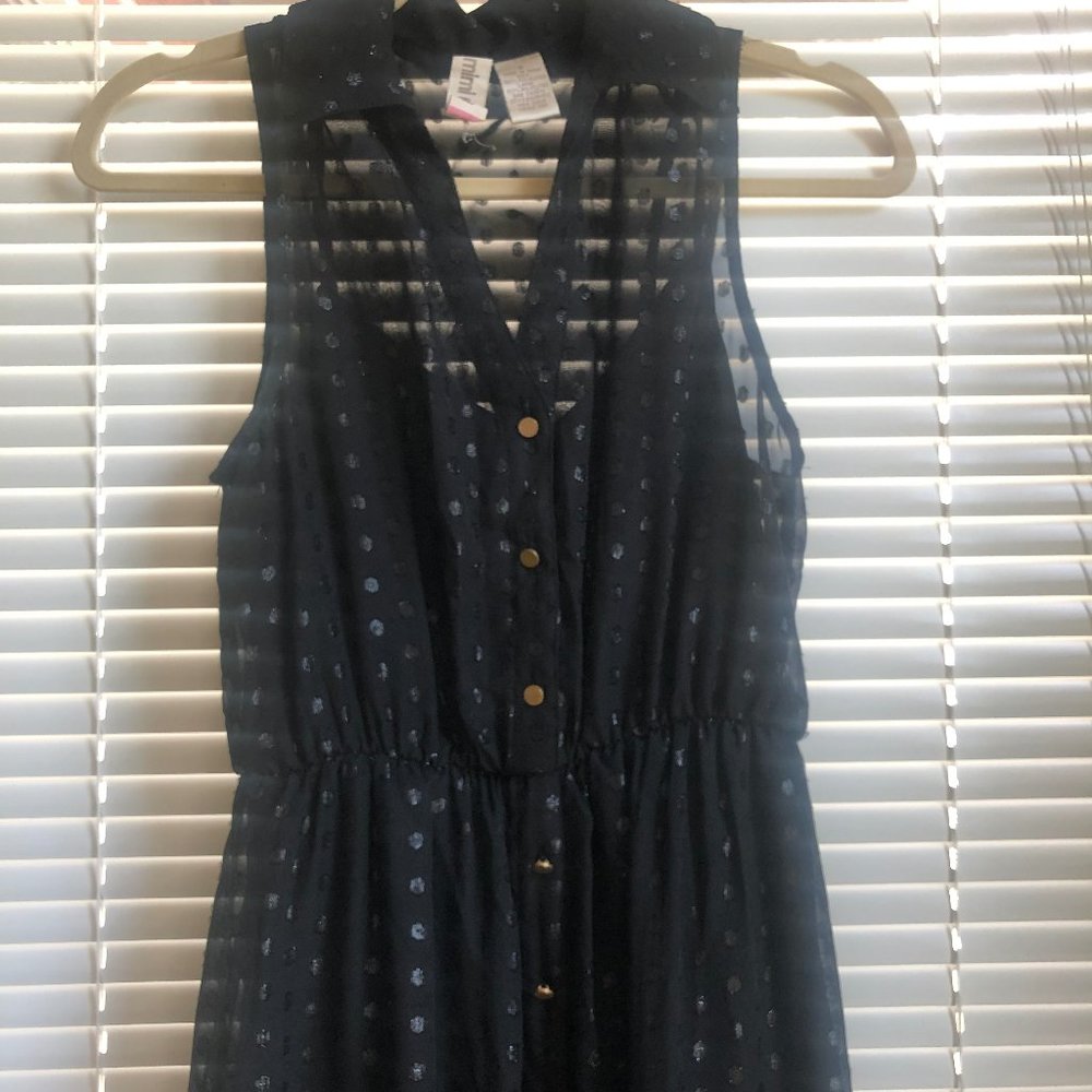 Black maxi with sheer black polka dot overlay